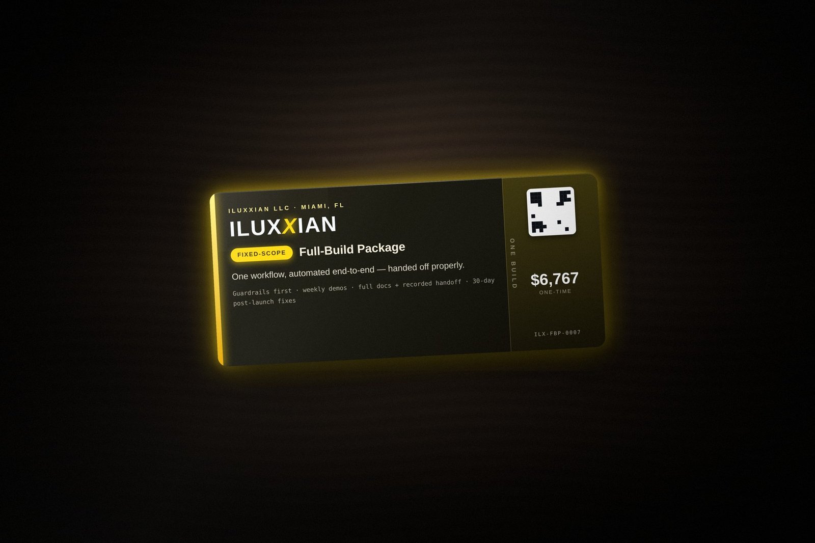 Iluxxian Full-Build Package — $13,534 one workflow automated end-to-end